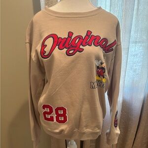 Disney Mickey Mouse Beige Crew Neck Sweatshirt